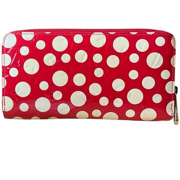 952. Louis Vuitton Limited Edition Yayoi Kusama Red Vernis Zippy Wallet - Picture 1 of 6